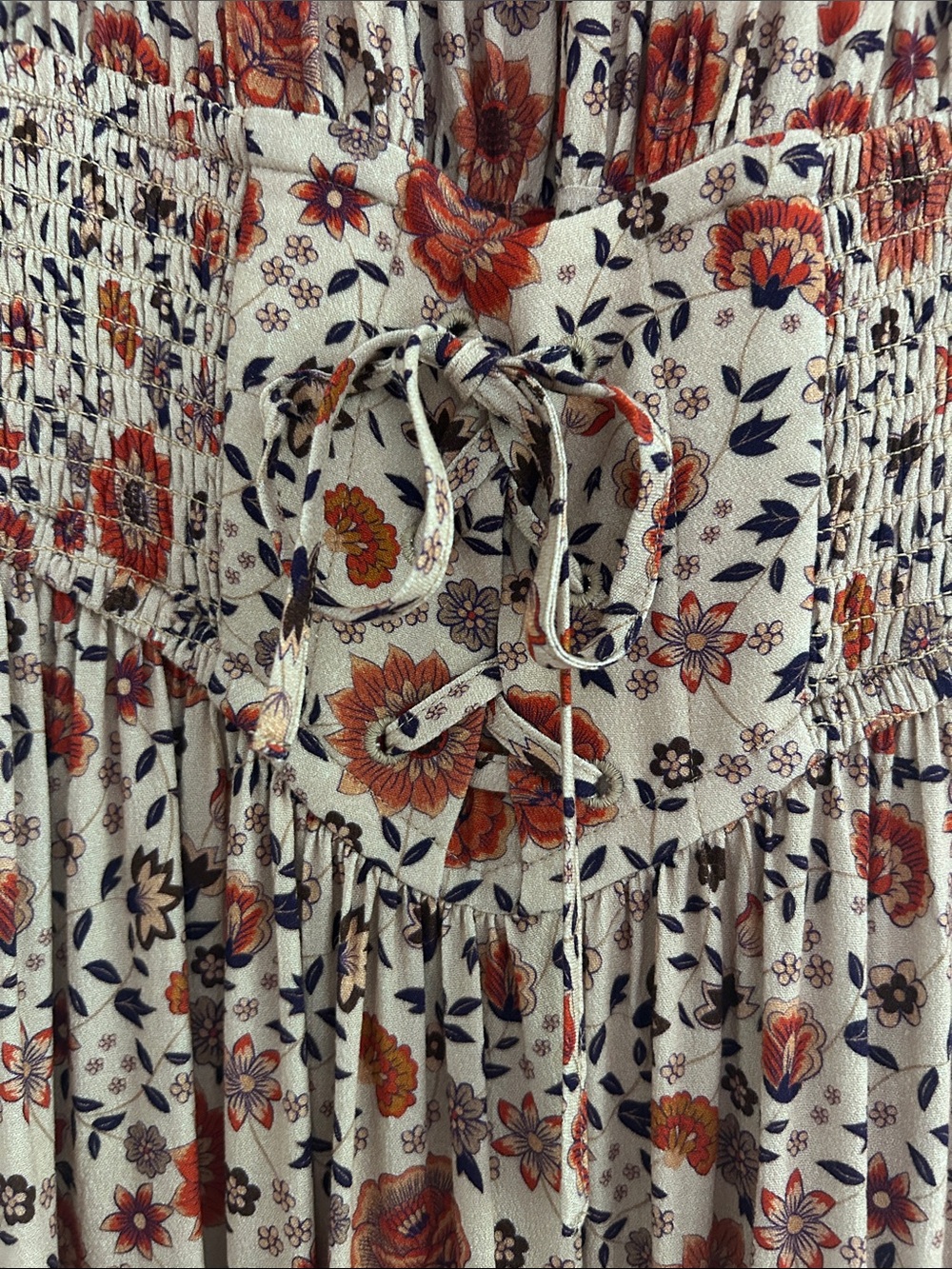Spell Boho Floral corset Maxi Dress in Rust and Navy - Picture 3 of 5